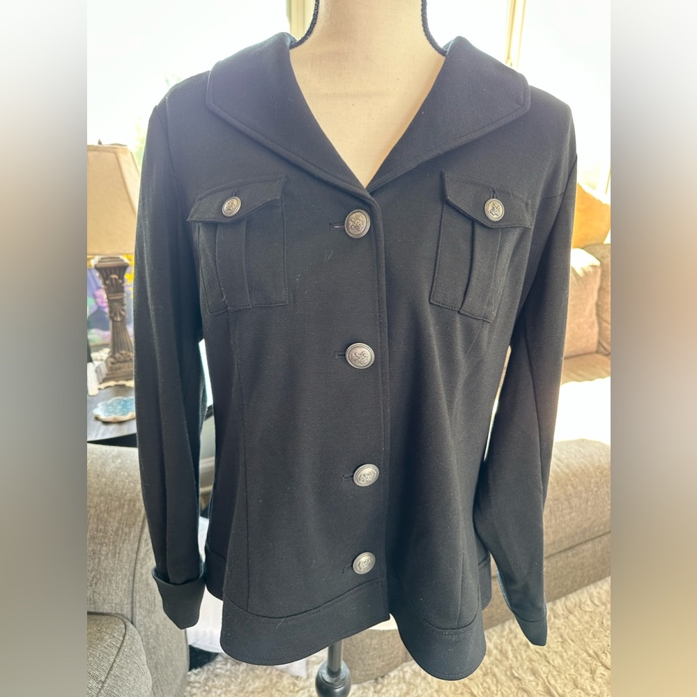 [Relativity] Black Button Down Utility Jacket Coat Collared Sz Large 🖤